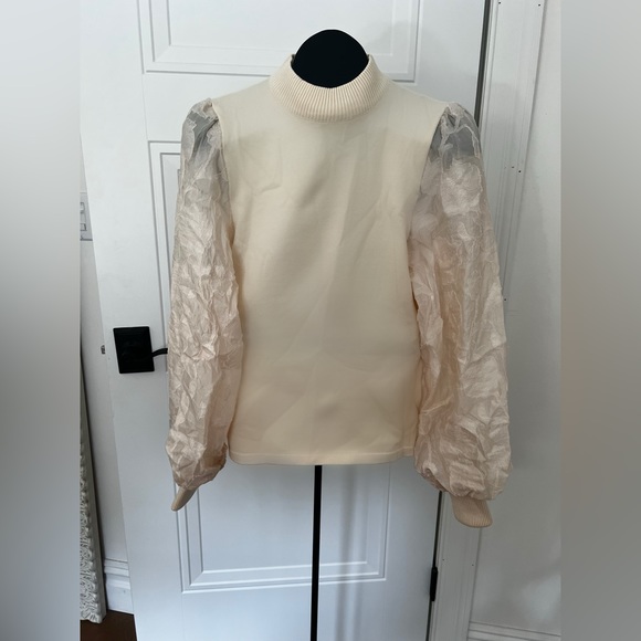 *VICI COLLECTION* - ANTOINETTE ORGANZA KNIT CONTRAST TOP, CREAM. LARGE. NWT. - Picture 6 of 6